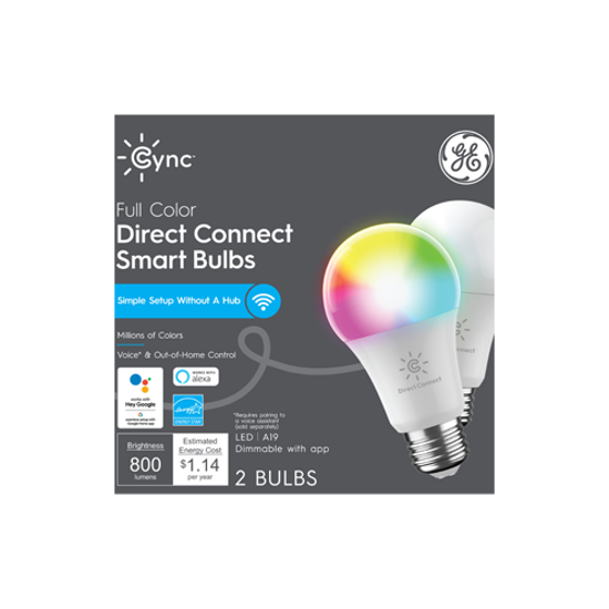 Full Color Direct Connect Smart LED Bulbs , 60W Replacement, 2-Pack, Smart Light Bulb