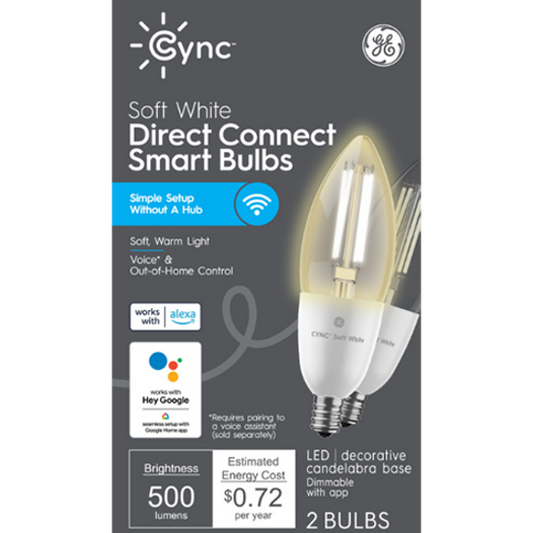 Cync Decorative Smart LED Light Bulbs, Soft White (candelabra)