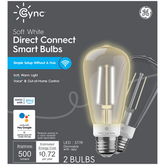 Cync Decorative Bulbs Smart LED Light Bulbs, Soft White (ST19)